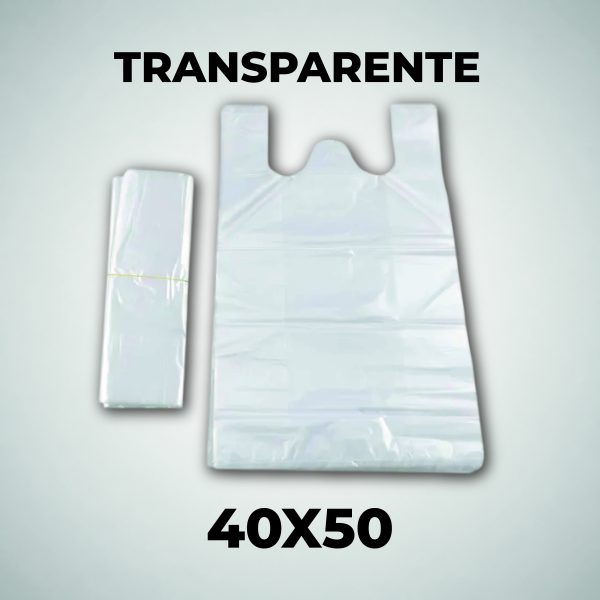 Pack 100 Bolsas Camiseta Transparente 40x50 cmt