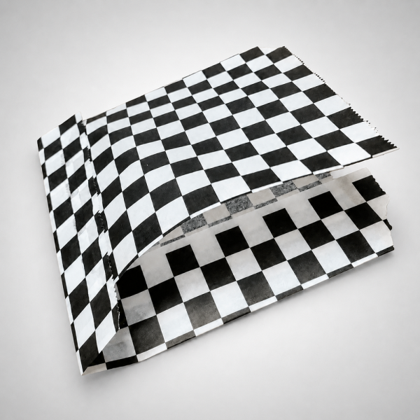 Pack 100 Sobre Sandwich Cuadros Negro y Blanco 18x19