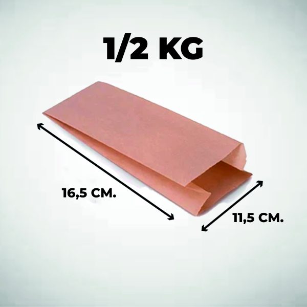 Pack 50 Bolsas Kraft Saco 1/2 Kilo