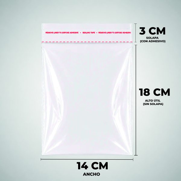 Pack 200 Bolsas Celofan con Pegamento 14x18+3 cmt
