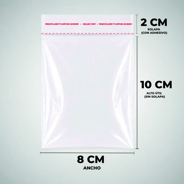 Pack 200 Bolsas Celofan con Pegamento 8x10+2 cmt
