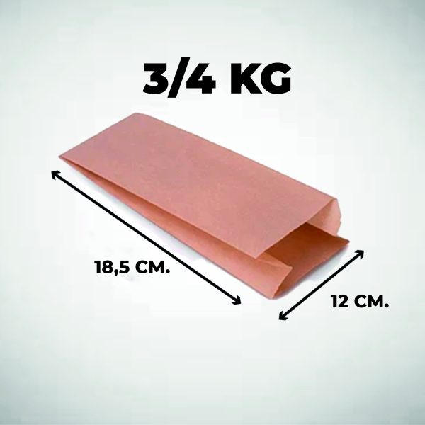 Pack 50 Bolsas Kraft Saco 3/4 Kilo